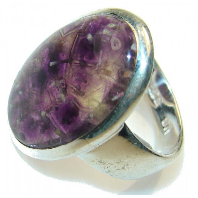 Stylish Purple Amethyst Sterling Silver ring; size 7 1/4