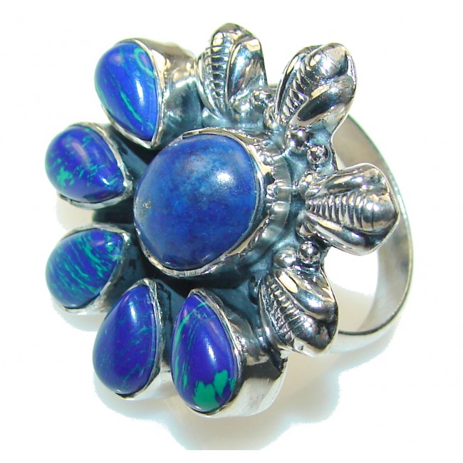 New Design!! Amazing Azurite Sterling Silver Ring s. 9
