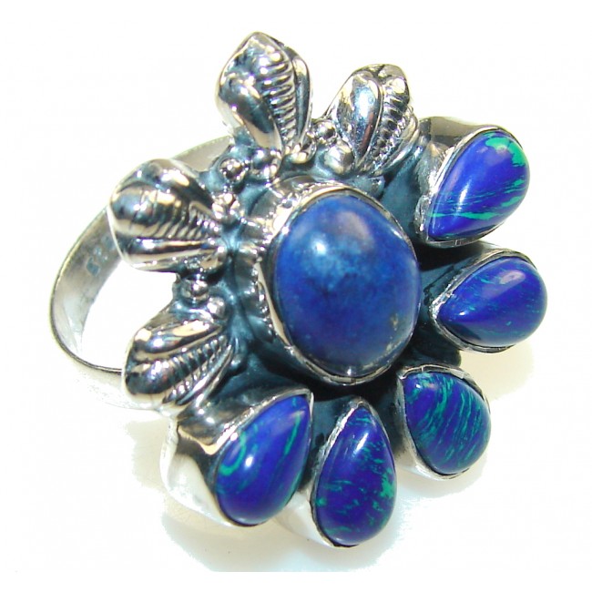 New Design!! Amazing Azurite Sterling Silver Ring s. 9