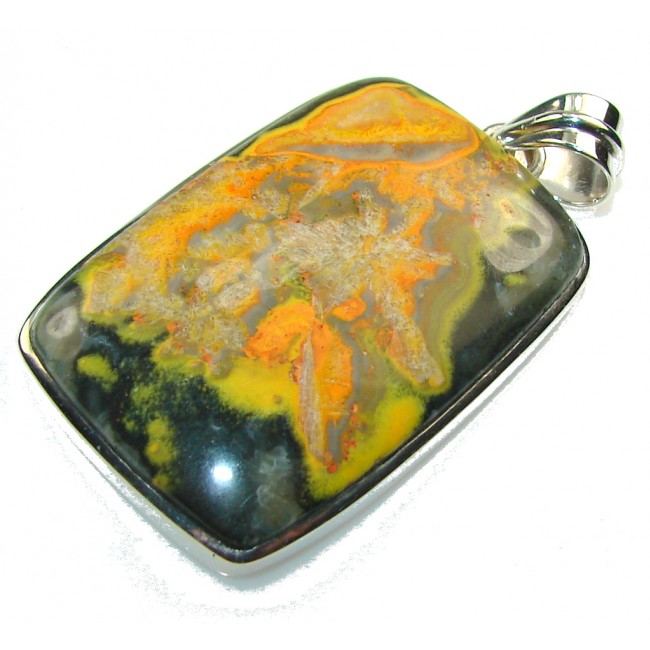 Natural Yellow Bumble Bee Jasper Sterling Silver Pendant