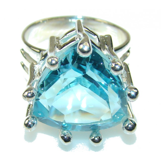 Natural Swiss Blue Topaz Sterling Silver ring s. 9