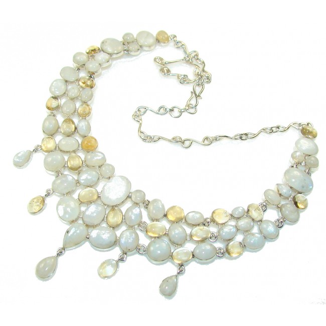 Secret Design!! White Moonstone Sterling Silver necklace