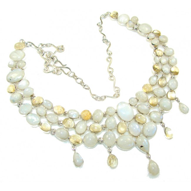 Secret Design!! White Moonstone Sterling Silver necklace