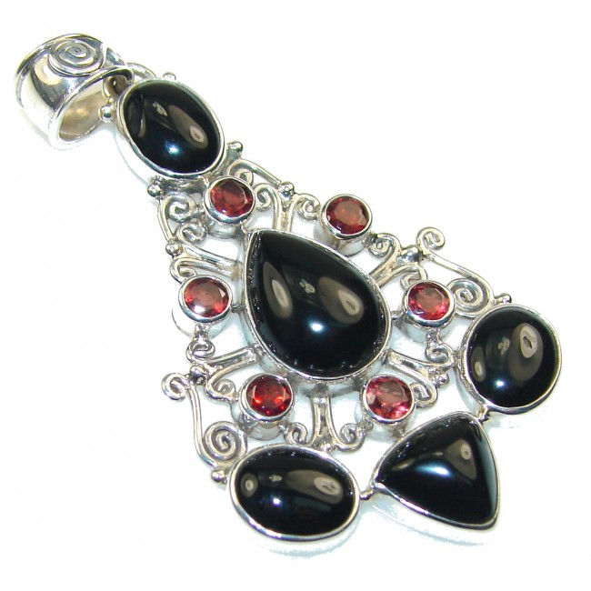 Perfect Black Onyx Sterling Silver Pendant
