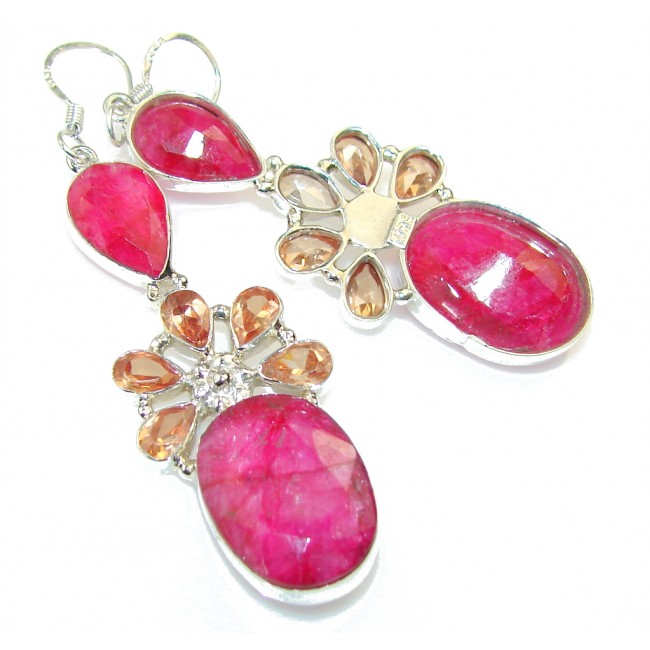 Precious Pink Ruby Sterling Silver earrings