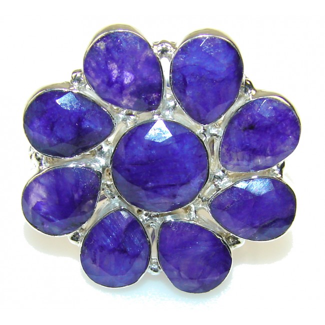 Excellent Blue Sapphire Sterling Silver Ring s. 10 1/2
