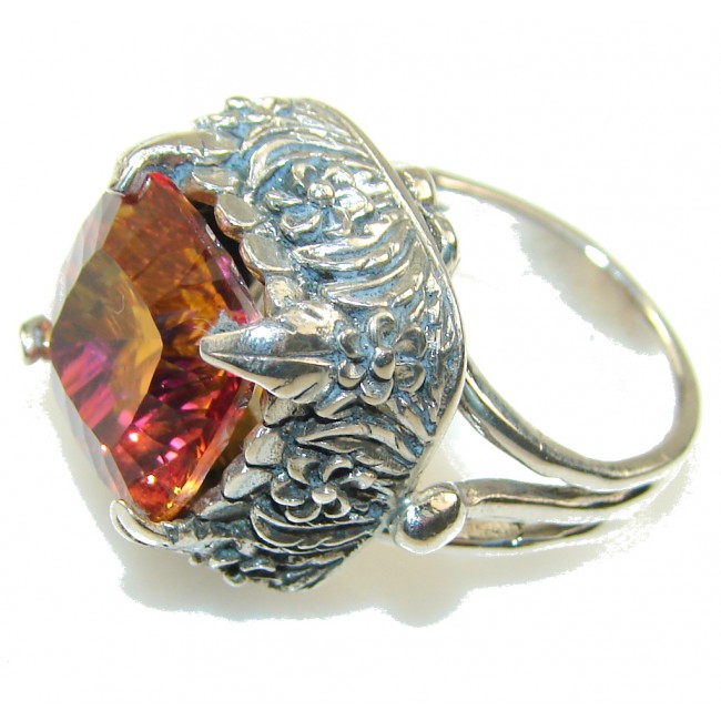 Lovely Red Mystic Topaz Sterling Silver ring; s. 6