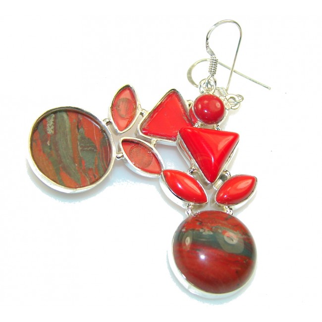 Fabulous Red Jasper Sterling Silver earrings