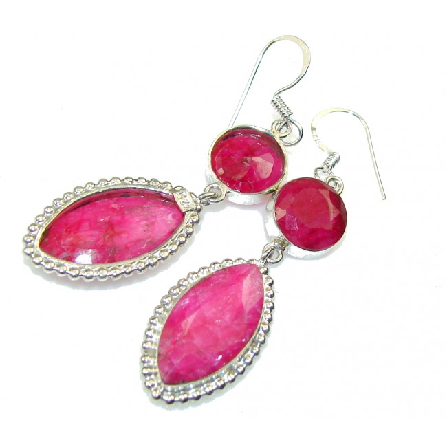 Beautiful Pink Ruby Sterling Silver earrings