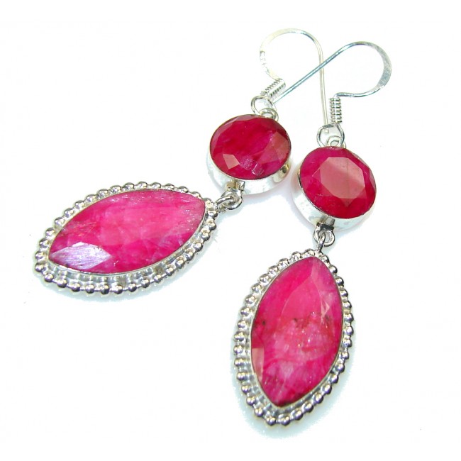 Beautiful Pink Ruby Sterling Silver earrings