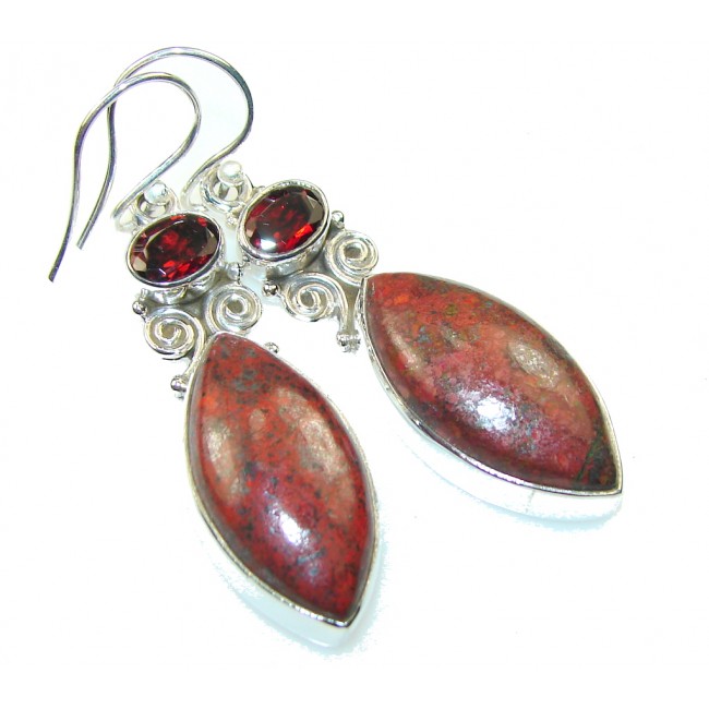 Classy!! Red Jasper Sterling Silver Earrings