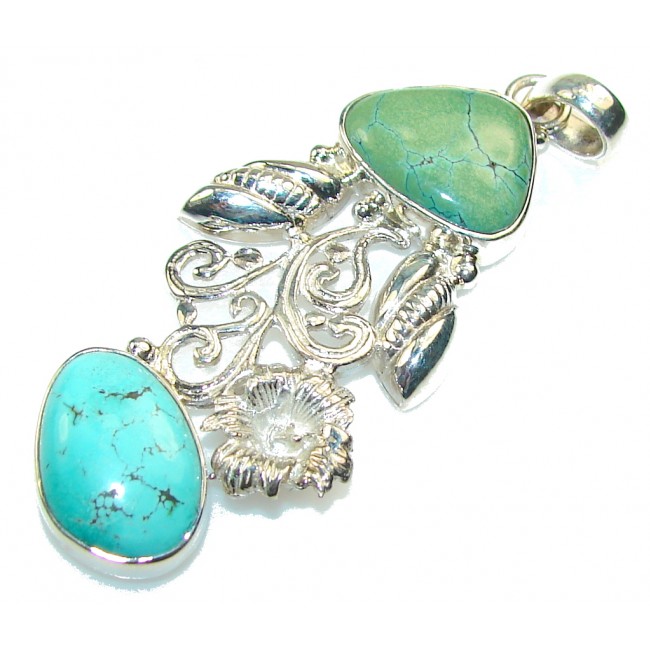 Excellent Multicolor Turquoise Sterling Silver Pendant
