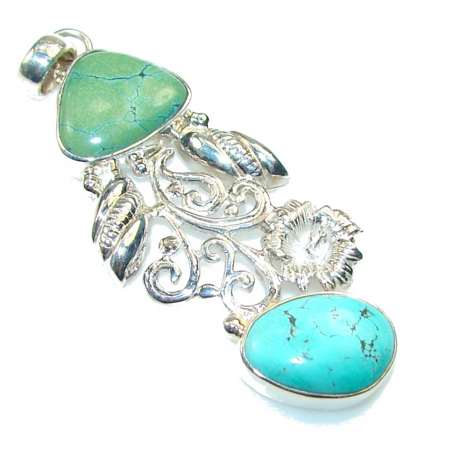 Excellent Multicolor Turquoise Sterling Silver Pendant
