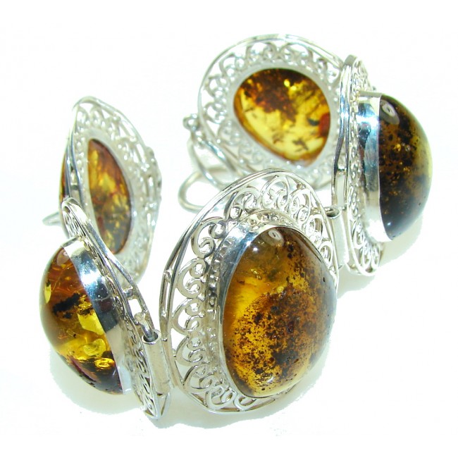 Gorgeous Design!! Polish Amber Sterling Silver Bracelet