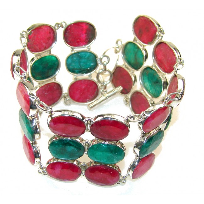 Natural Beauty!! Pink Ruby Sterling Silver Bracelet
