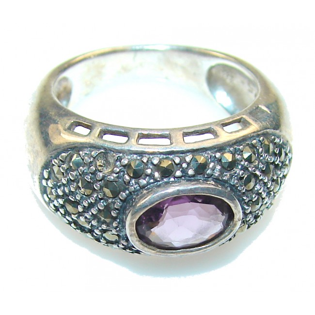 Delicate Purple Amethyst Sterling Silver ring s. 7