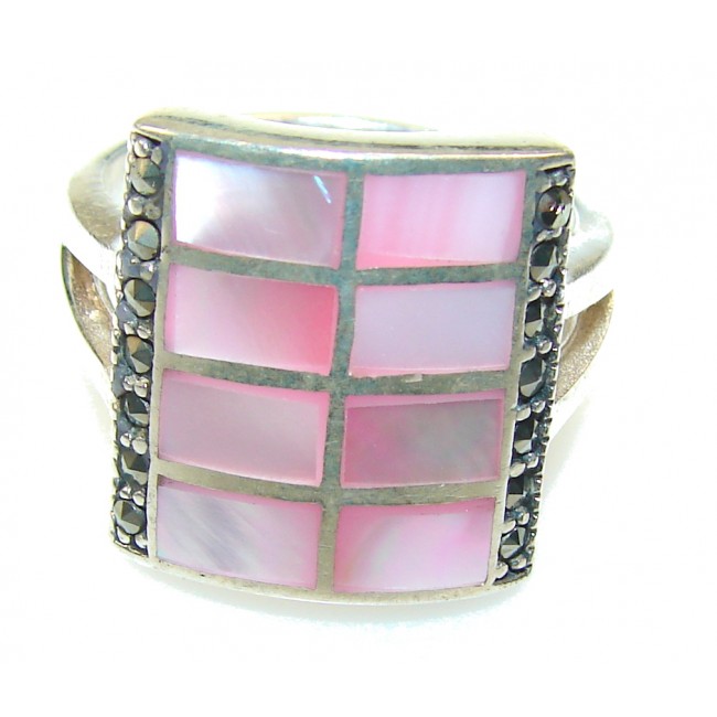 Beautiful Light Pink Blister Pearl Sterling Silver Ring s. 9