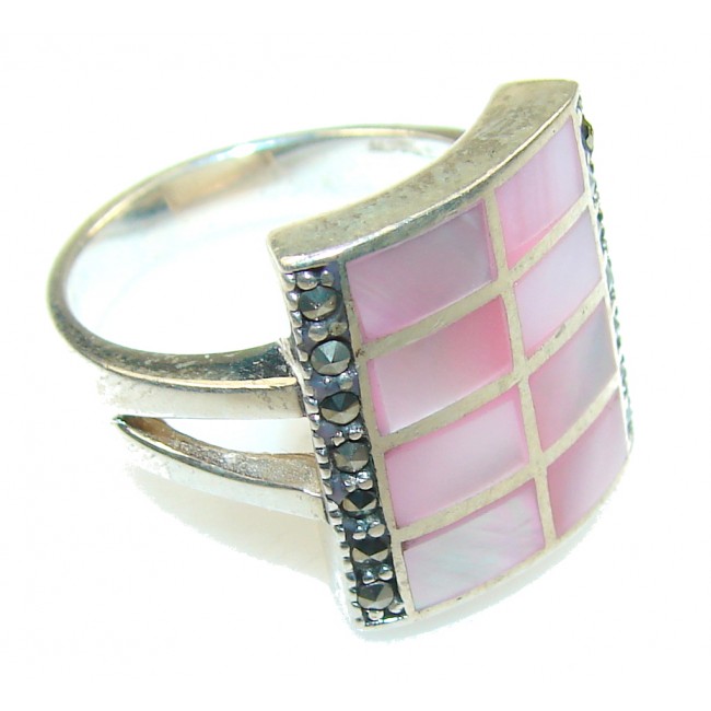 Beautiful Light Pink Blister Pearl Sterling Silver Ring s. 9