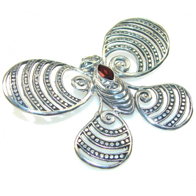 Precious Design Of Red Garnet Sterling Silver Pendant