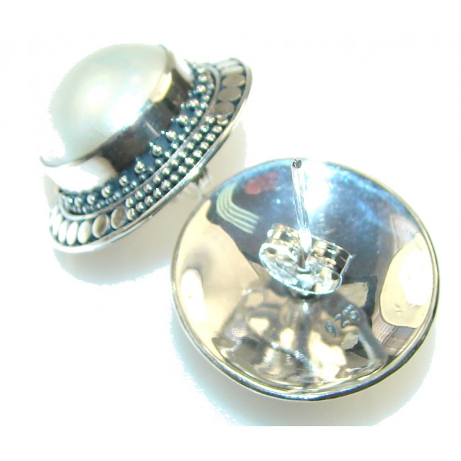 Amazing White Fresh Water Pearl Sterling Silver Earrings