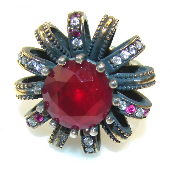 Vintage Style Crazy Energy Of Ruby Sterling Silver Ring s. 8