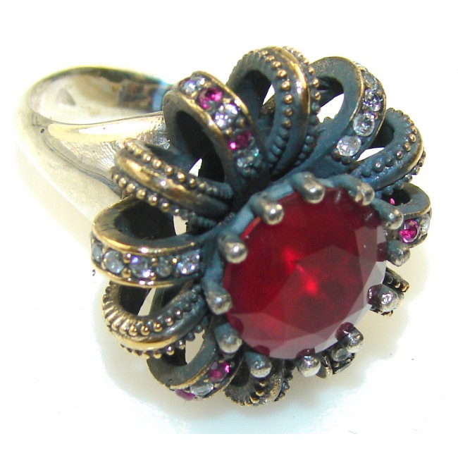 Vintage Style Crazy Energy Of Ruby Sterling Silver Ring s. 8