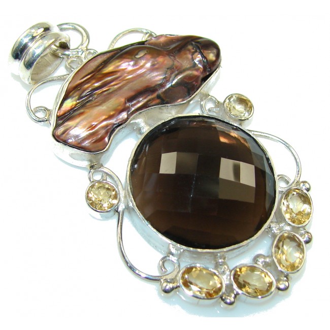 Excellent Brown Smoky Topaz Sterling Silver Pendant