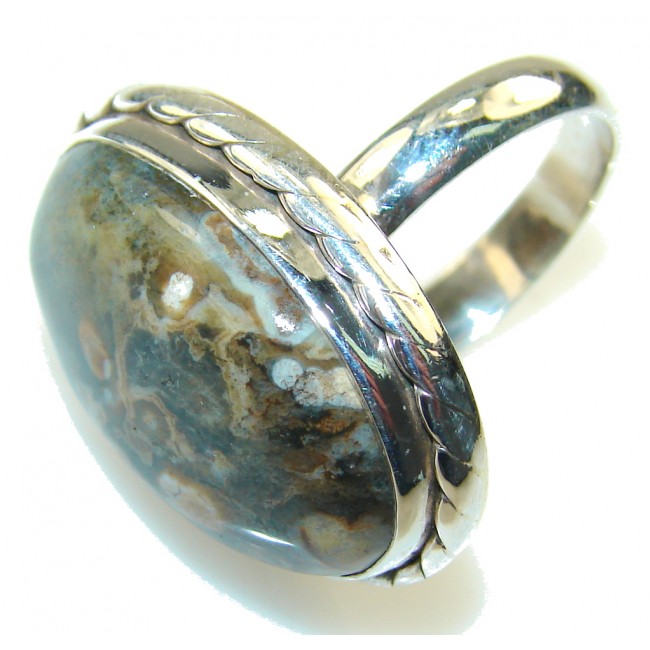Unique Style !! Ocean Jasper Sterling Silver Ring s. 7 1/4