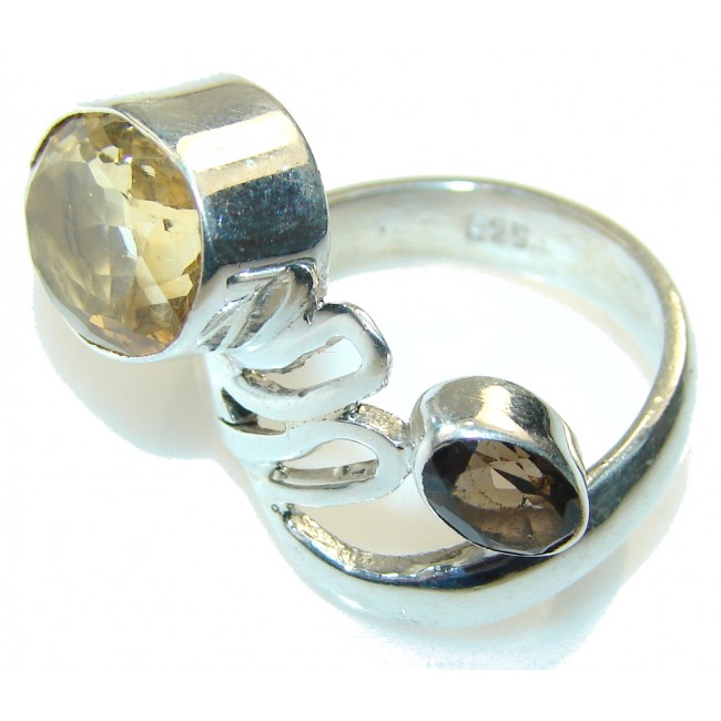 Delicate Yellow Citrine Sterling Silver Ring s. 7 1/4
