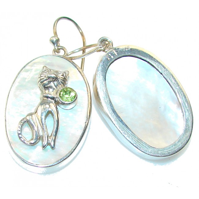 Delicate Green Peridot & Blister Pearl Sterling Silver earrings