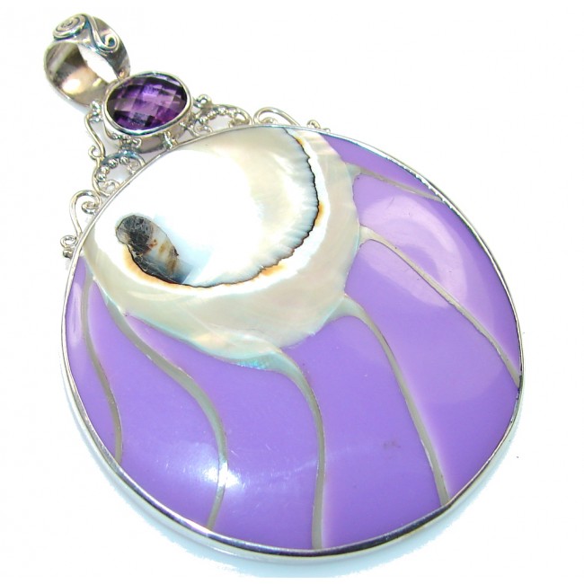 Excelleny Purple Ocean Shell Sterling Silver Pendant