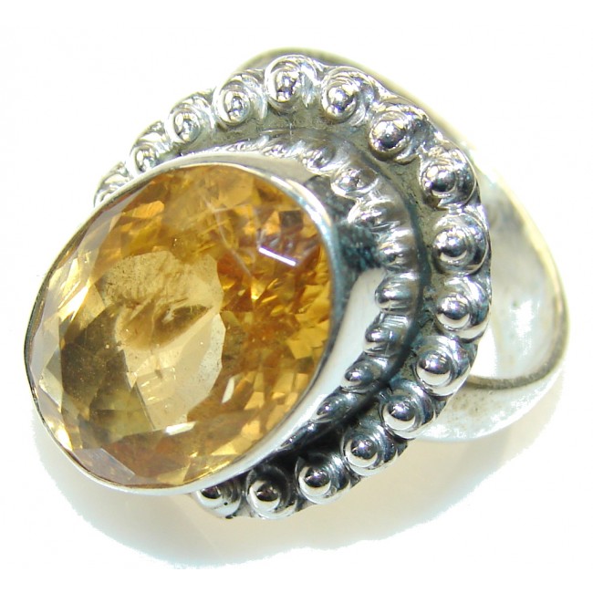 Passion Yellow Citrine Sterling Silver Ring s. 9 1/2