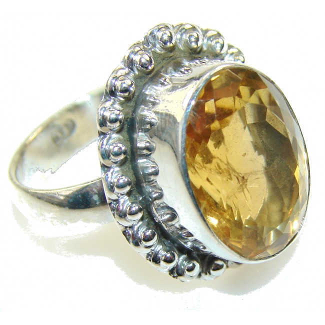 Passion Yellow Citrine Sterling Silver Ring s. 9 1/2