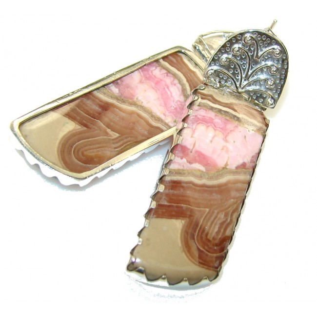 Big!Awesome Design!! Pink Rhodochrosite Sterling Silver earrings