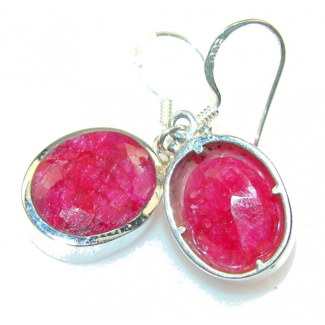 Petite Pink Ruby Sterling Silver Earrings