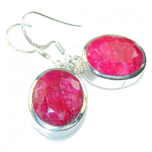 Petite Pink Ruby Sterling Silver Earrings