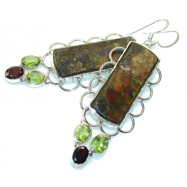 Awesome Red Ammolite Sterling Silver earrings