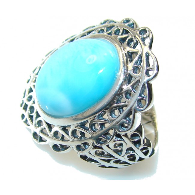 Blue Love!! Light Blue Larimar Sterling Silver Ring s. 8 1/4