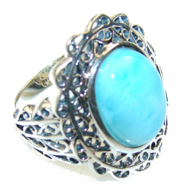 Blue Love!! Light Blue Larimar Sterling Silver Ring s. 8 1/4