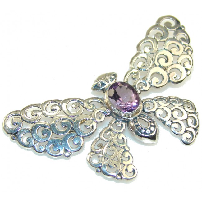 Pale Beauty!! Purple Amethyst Sterling Silver Pendant / Brooch