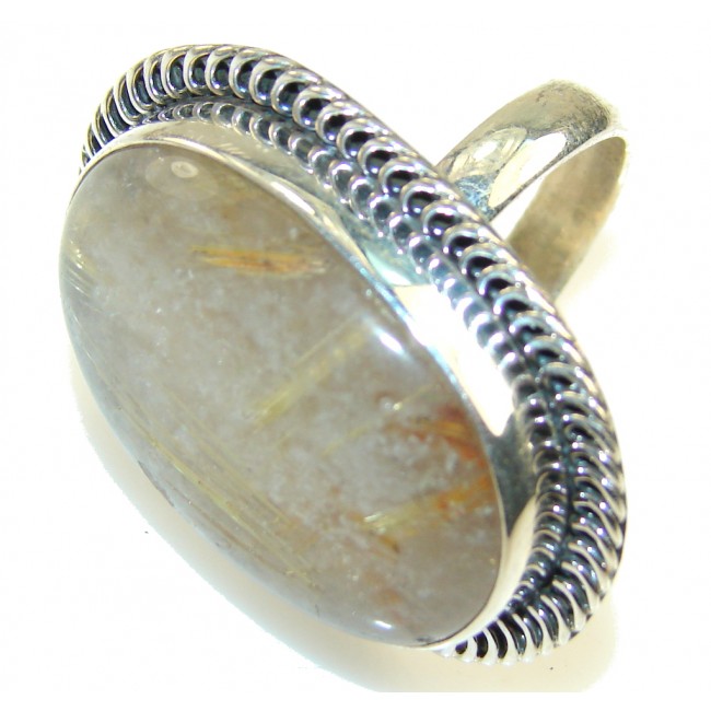 Secret Golden Rutilated Quartz Sterling Silver Ring s. 11