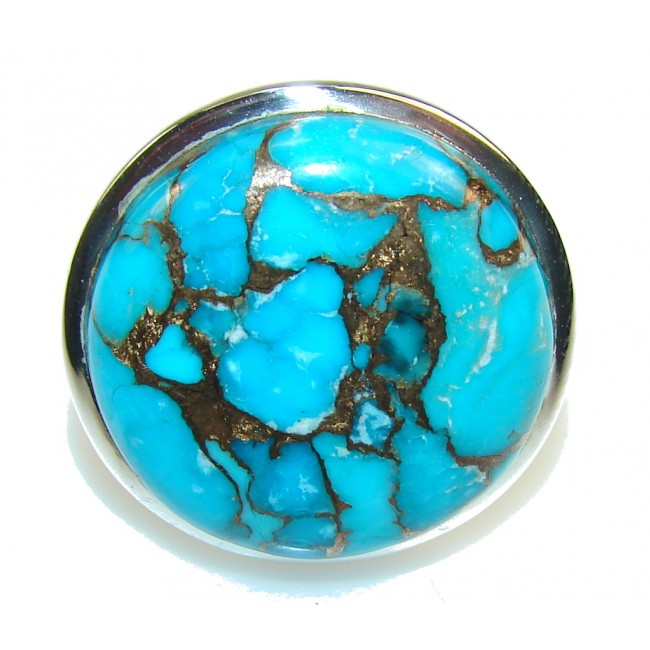 Blue Copper Turquoise Sterling Silver Ring s. 11 1/4