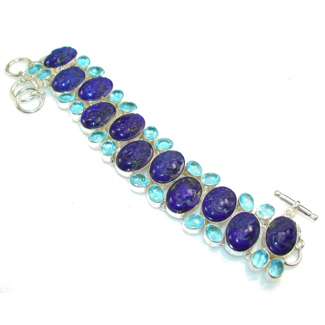 NEW!! Fabulous Blue Lapis Lazuli Sterling Silver Bracelet