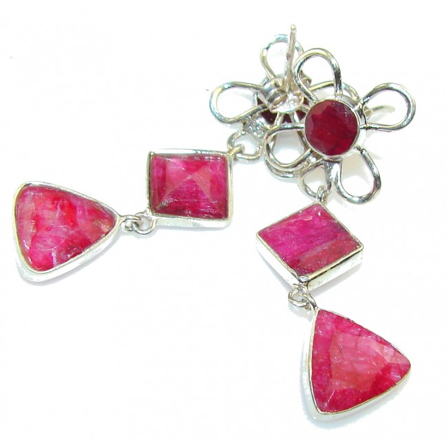 Amazing Pink Ruby Sterling Silver earrings