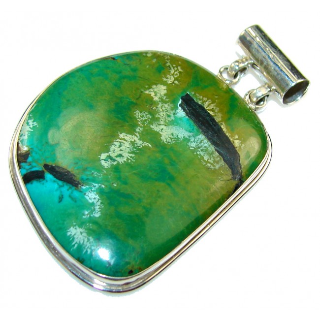 New Design!! Green Turquoise Sterling Silver Pendant