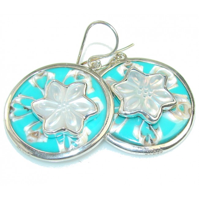 Empress Design!! Green Shell Sterling Silver earrings