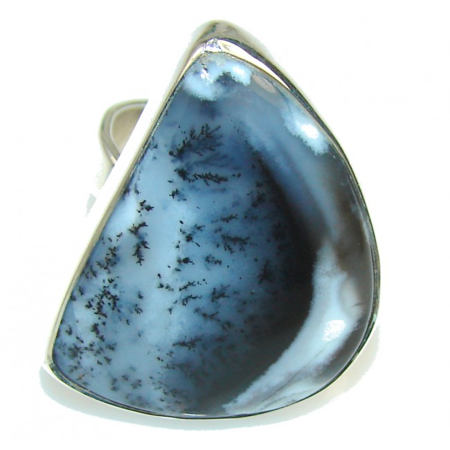 White Heat!! White Dendritic Agate Sterling Silver Ring s. 10