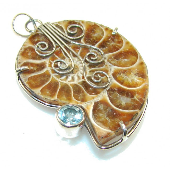 Aura Of Beauty!! Ammonite Fossil Sterling Silver Pendant