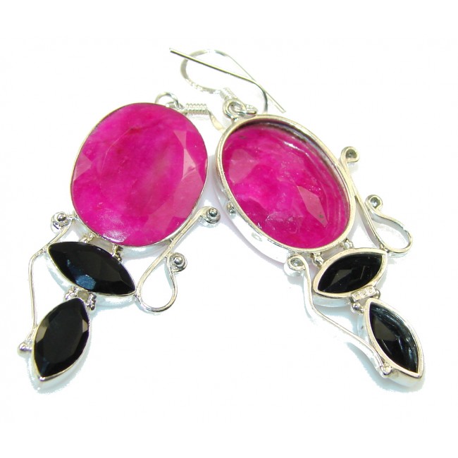Amazing Color Of Pink Ruby Sterling Silver earrings