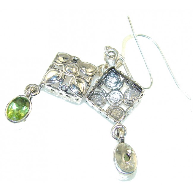 Secret Green Peridot Quartz Sterling Silver earrings